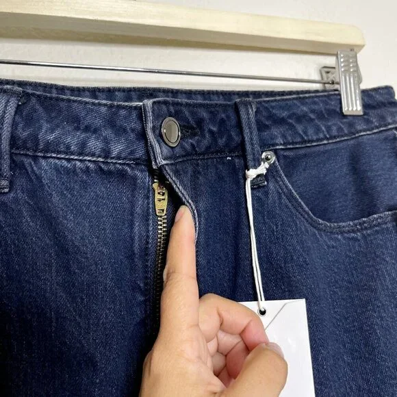 Good American Denim Skirt Sz 6/28 Mini Blue Frayed Hem Miniskirt 100% Cotton NEW - Picture 10 of 14